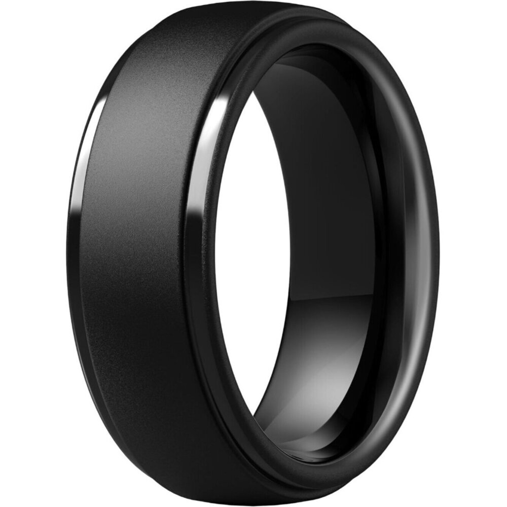 Silicone Wedding Rings for Men Step Edge Band